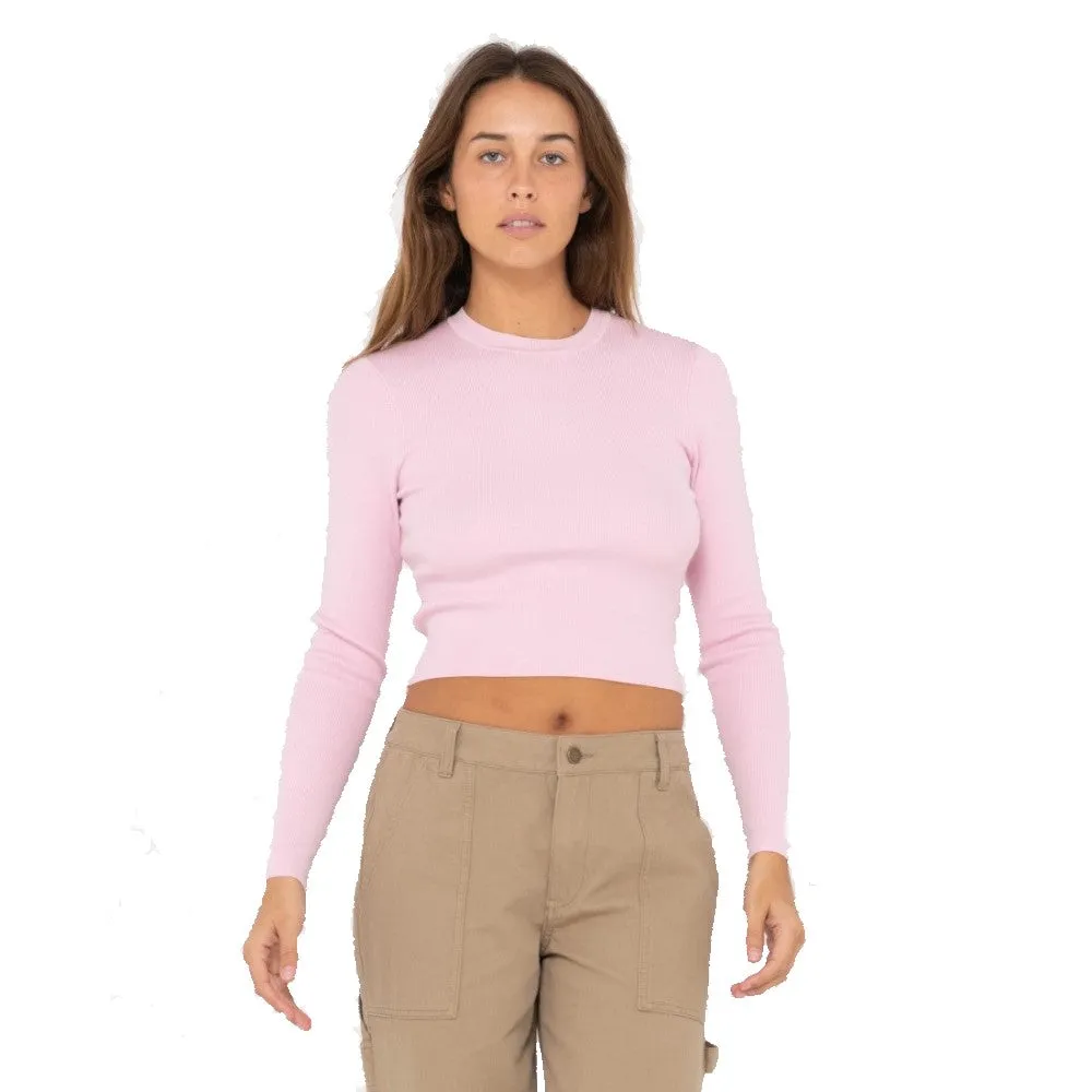 Amelia Cropped Long Sleeve Knit Top - Womens