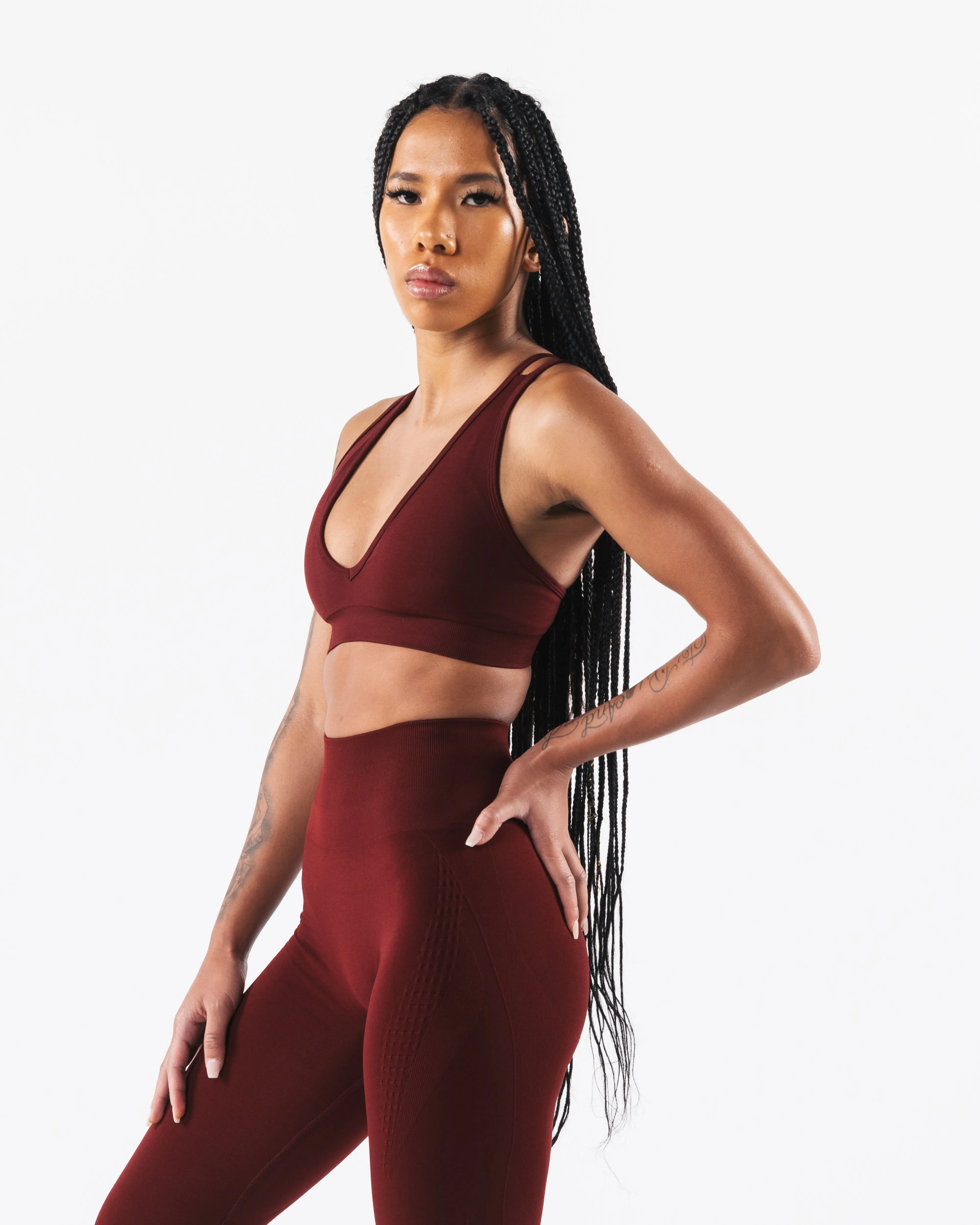 New Burgundy Amplify Deep V Bra