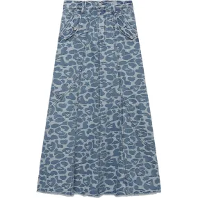 Long Denim Skirt for Women with APEE Pattern