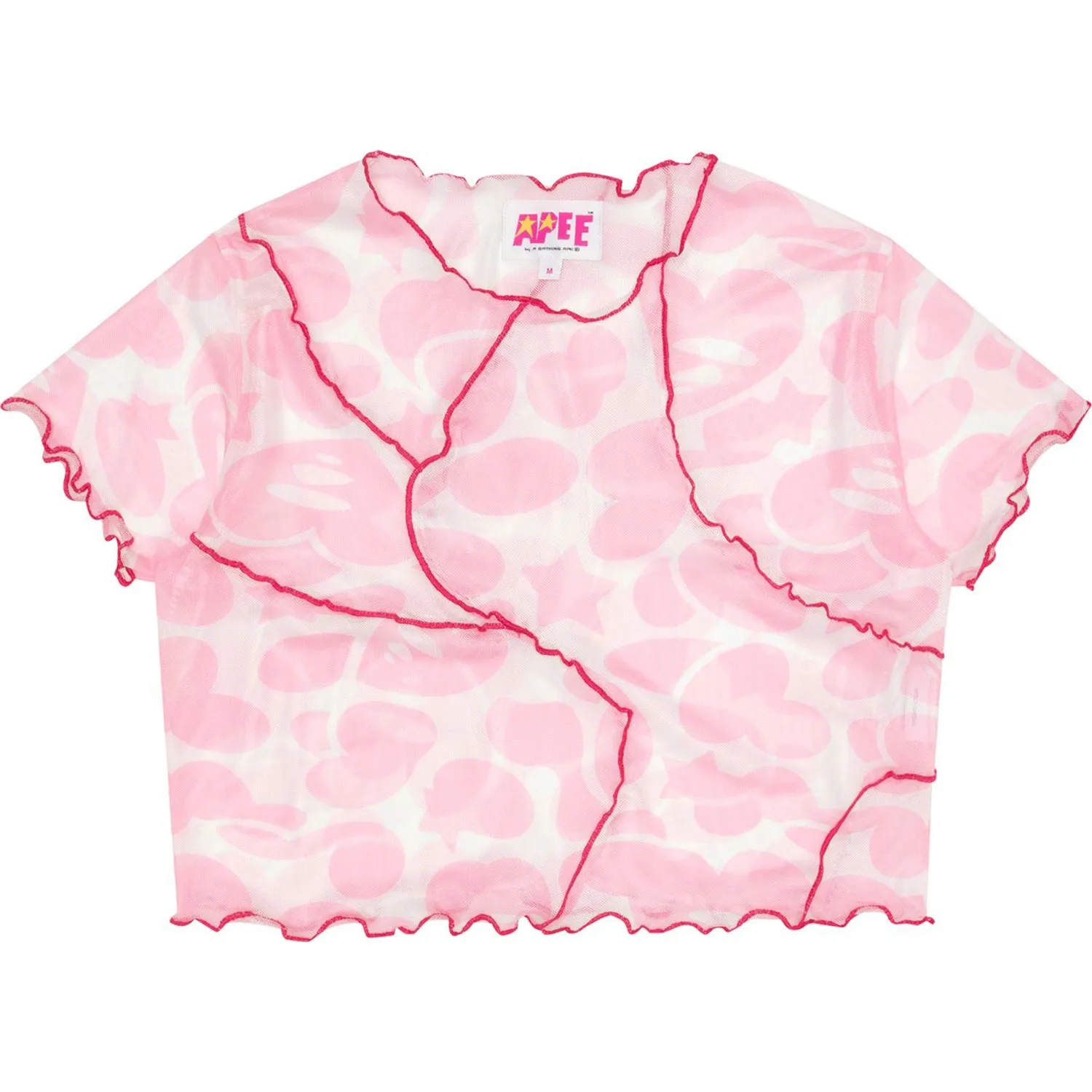 APEE PATTERN MESH CROP TOP LADIES