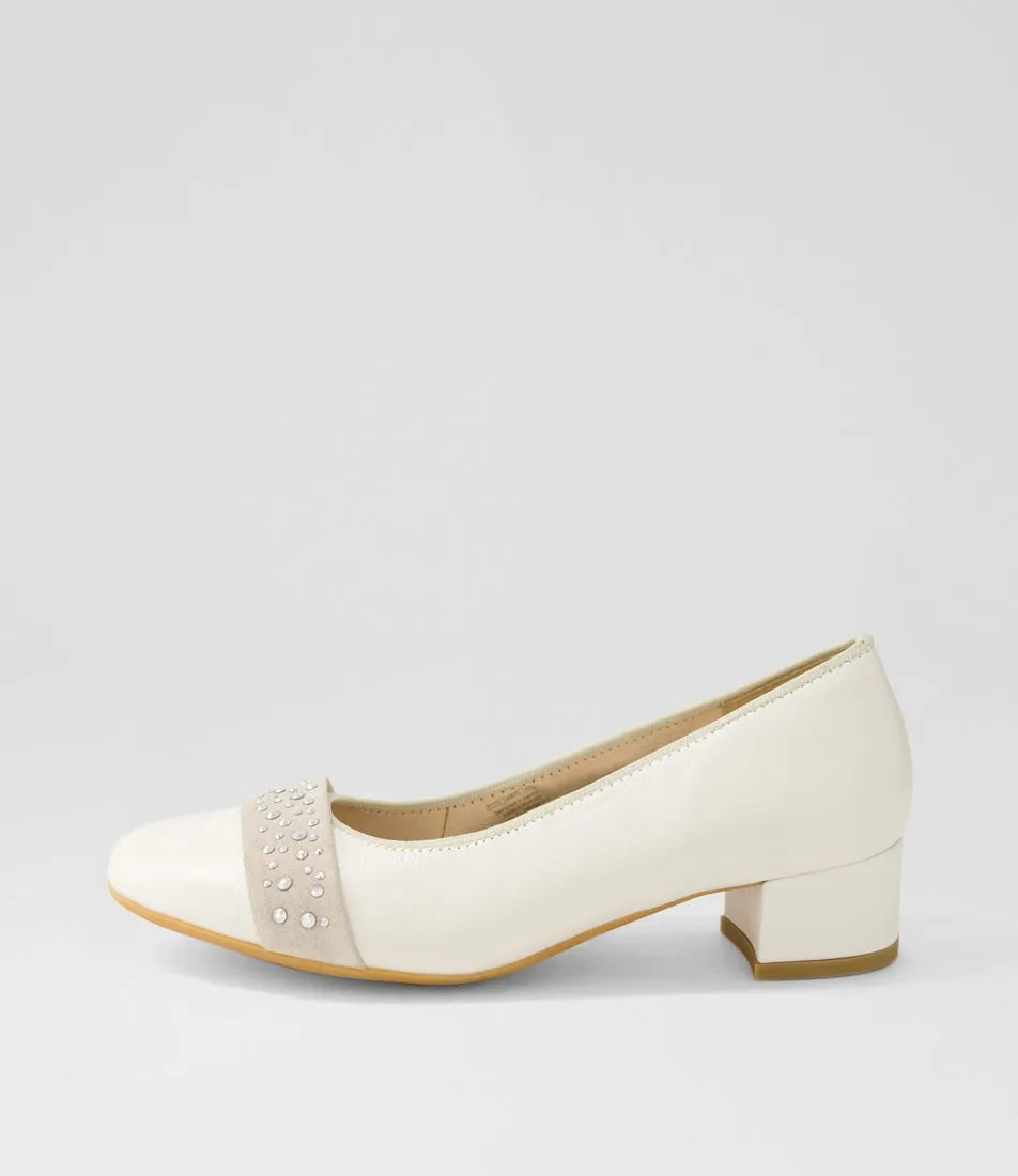 ARA Nizza 13 Crème Shell Platinum Leather Heels