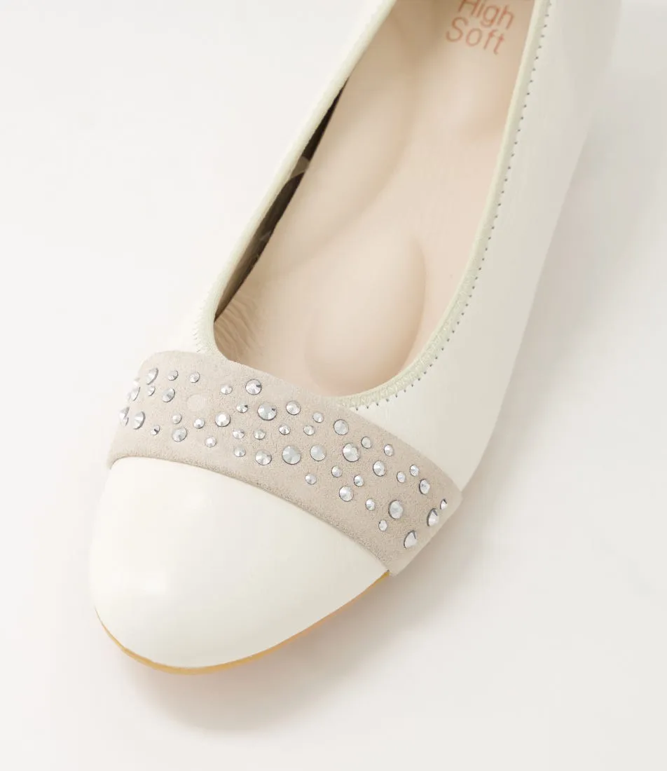 ARA Nizza 13 Crème Shell Platinum Leather Heels