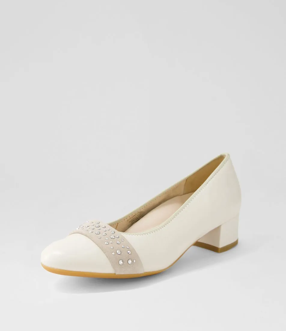 ARA Nizza 13 Crème Shell Platinum Leather Heels