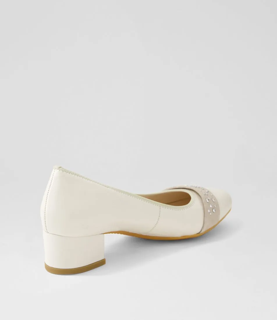 ARA Nizza 13 Crème Shell Platinum Leather Heels