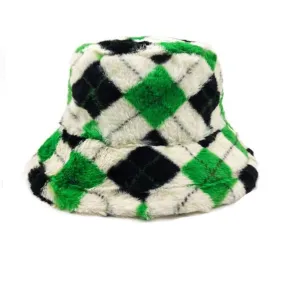 Argyle Check Fluffy Bucket Hat