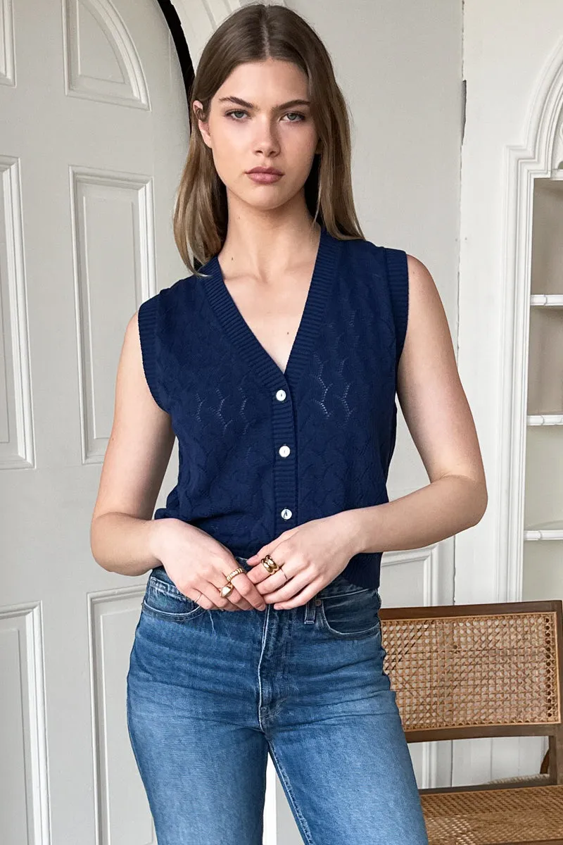 Astrid Knit Top - Navy Organic Cotton + Silk