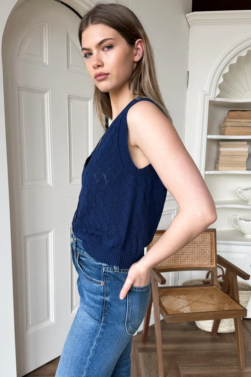 Astrid Knit Top - Navy Organic Cotton + Silk