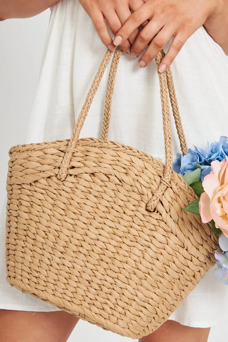 August + Delilah Sheina Straw Bag In Tan