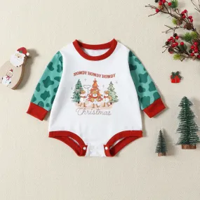 Christmas Cartoon Print Rompers Wholesale for Baby Girls