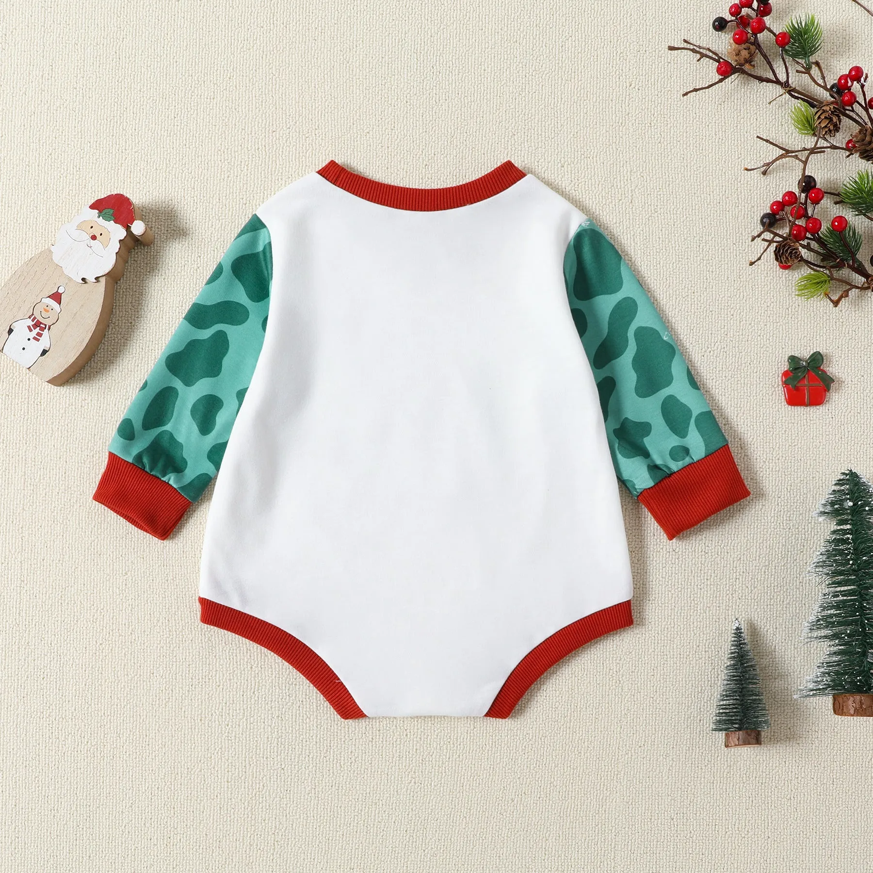 Christmas Cartoon Print Rompers Wholesale for Baby Girls