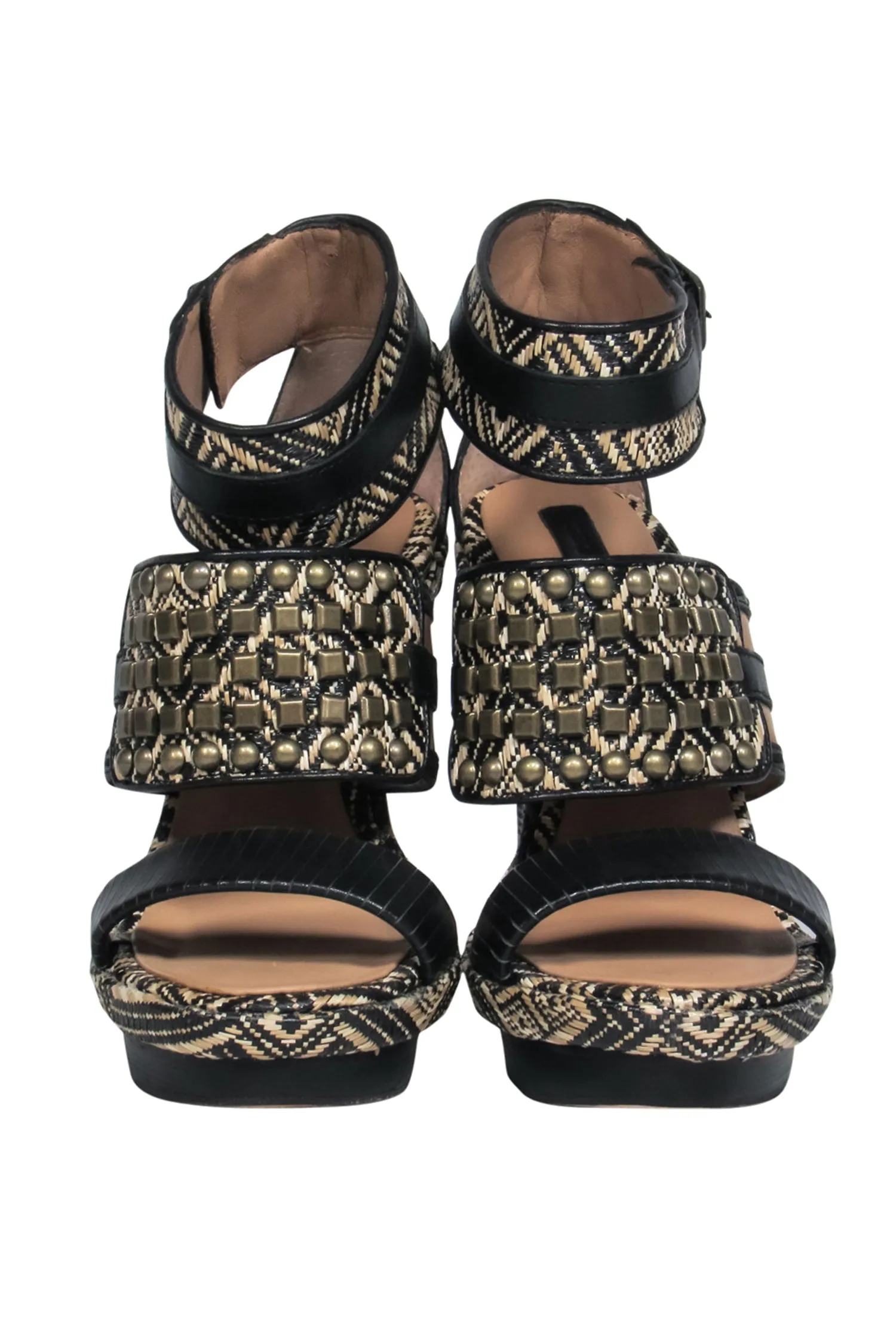 BCBG Max Azria - Black & Beige Studded Woven Heels Sz. 5.5