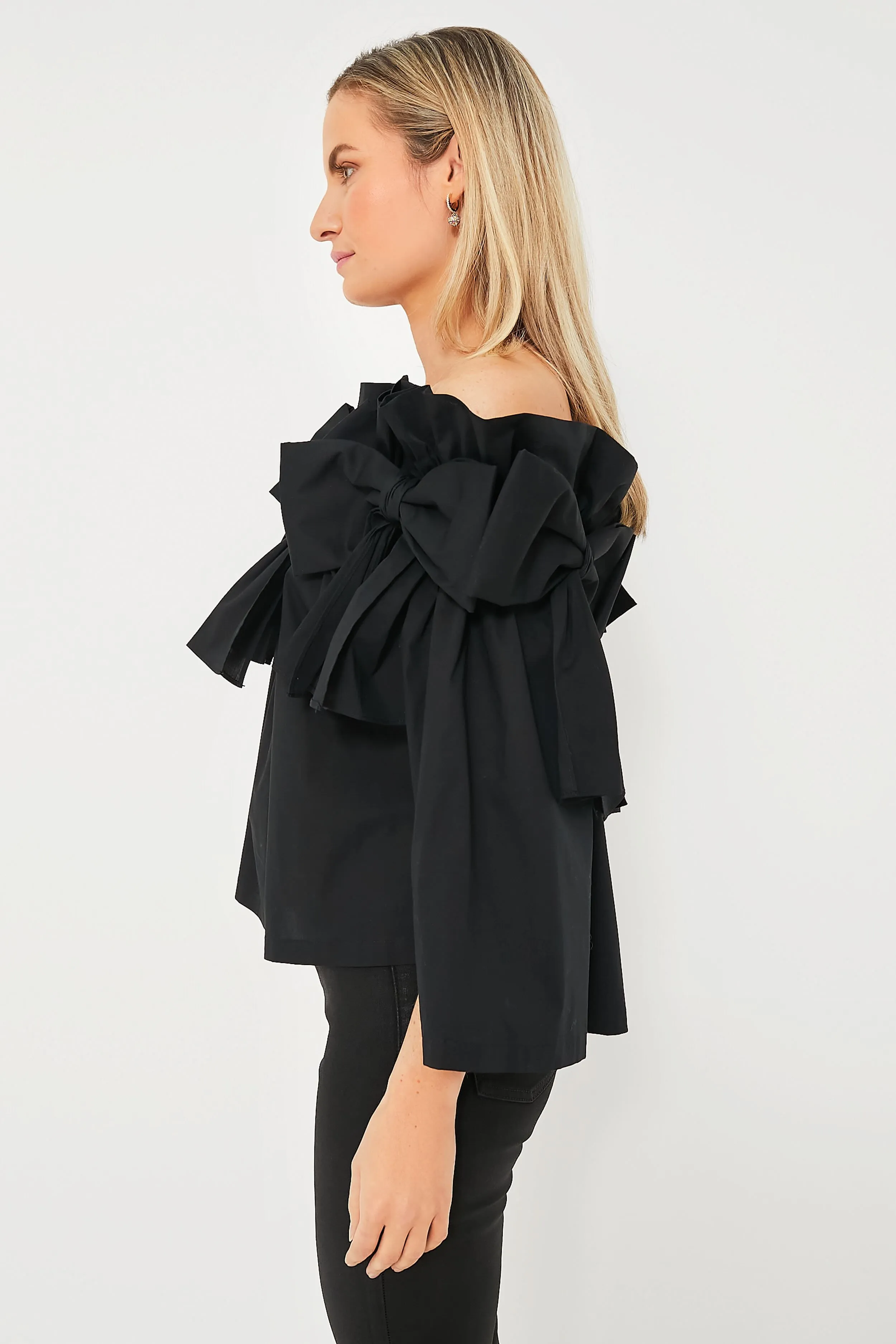 Black Bows Off the Shoulder Linden Blouse