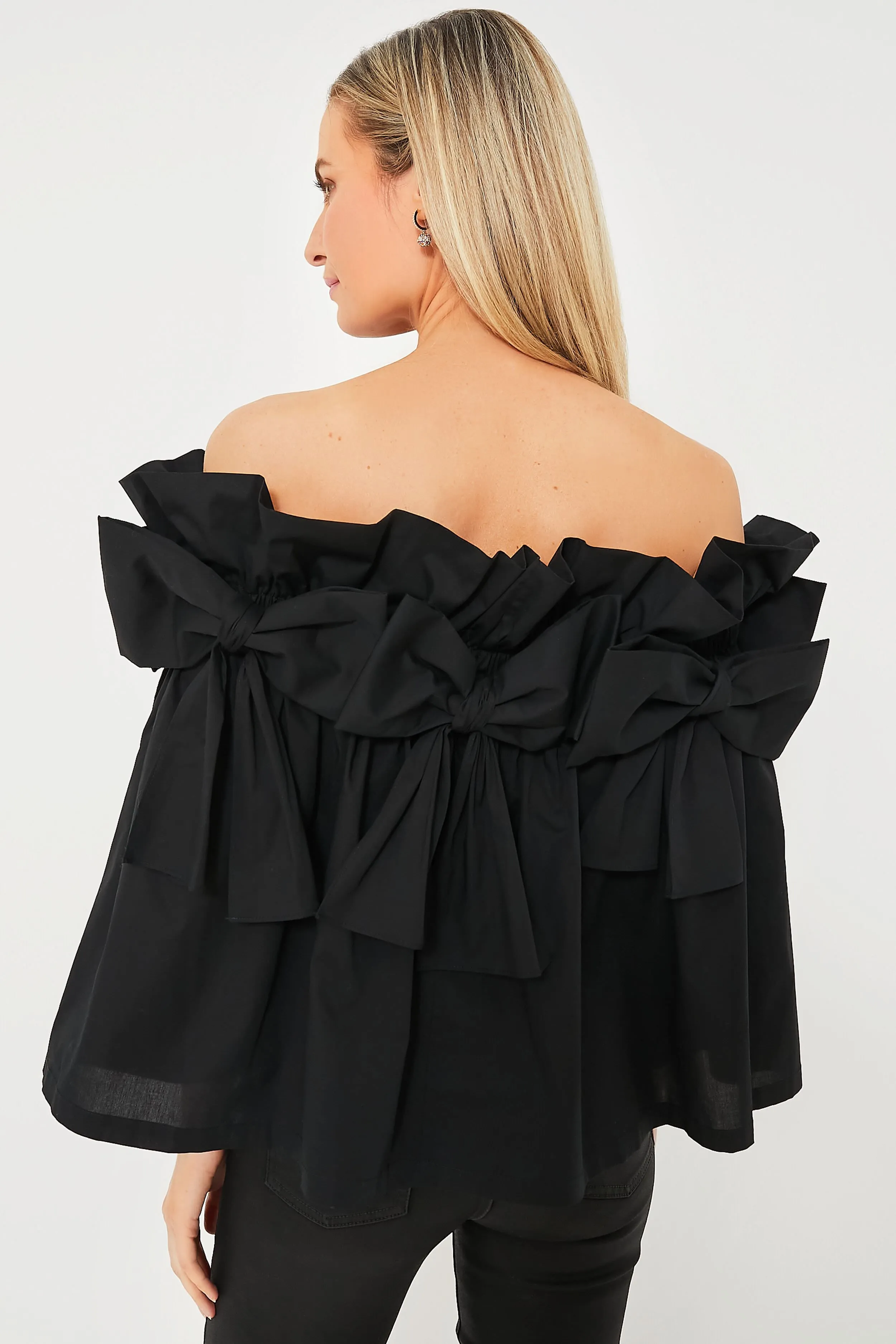 Black Bows Off the Shoulder Linden Blouse