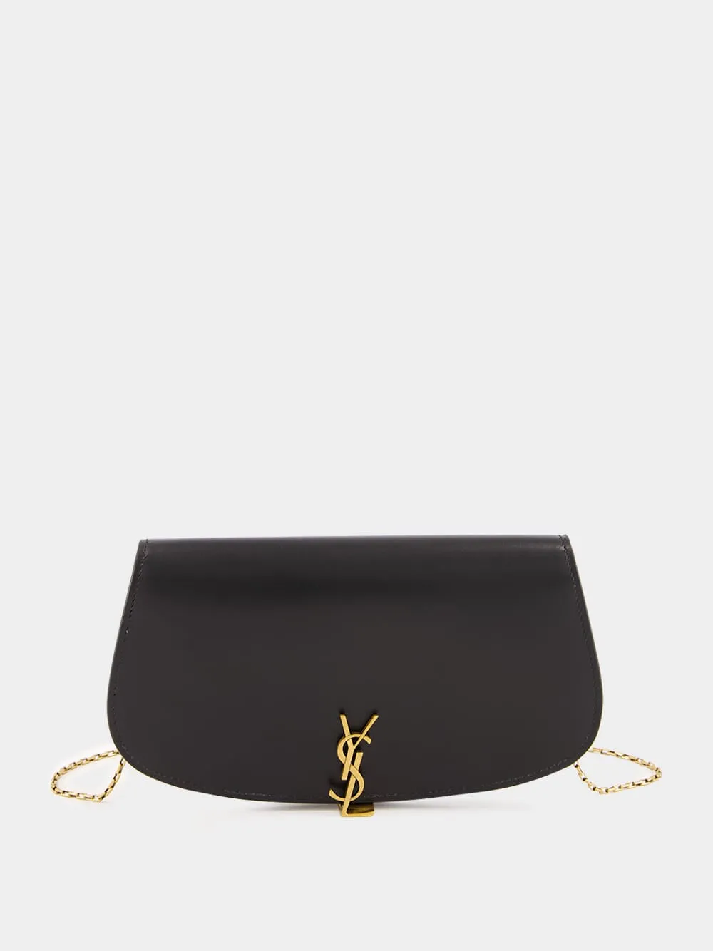 Black Chain Shoulder Bag in Soft Leather