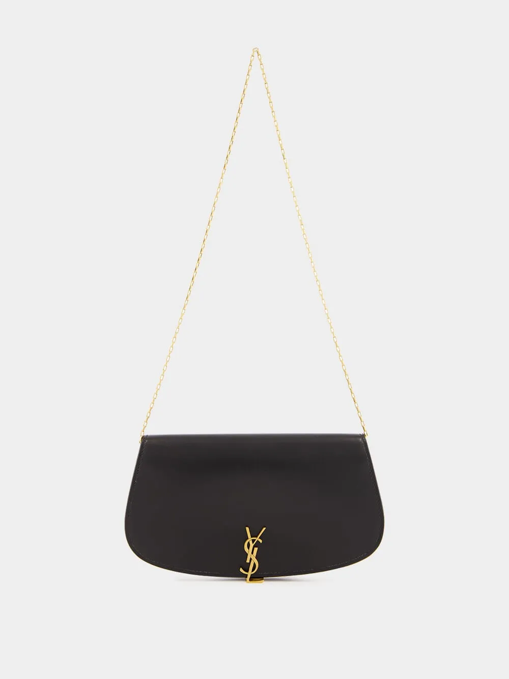 Black Chain Shoulder Bag in Soft Leather