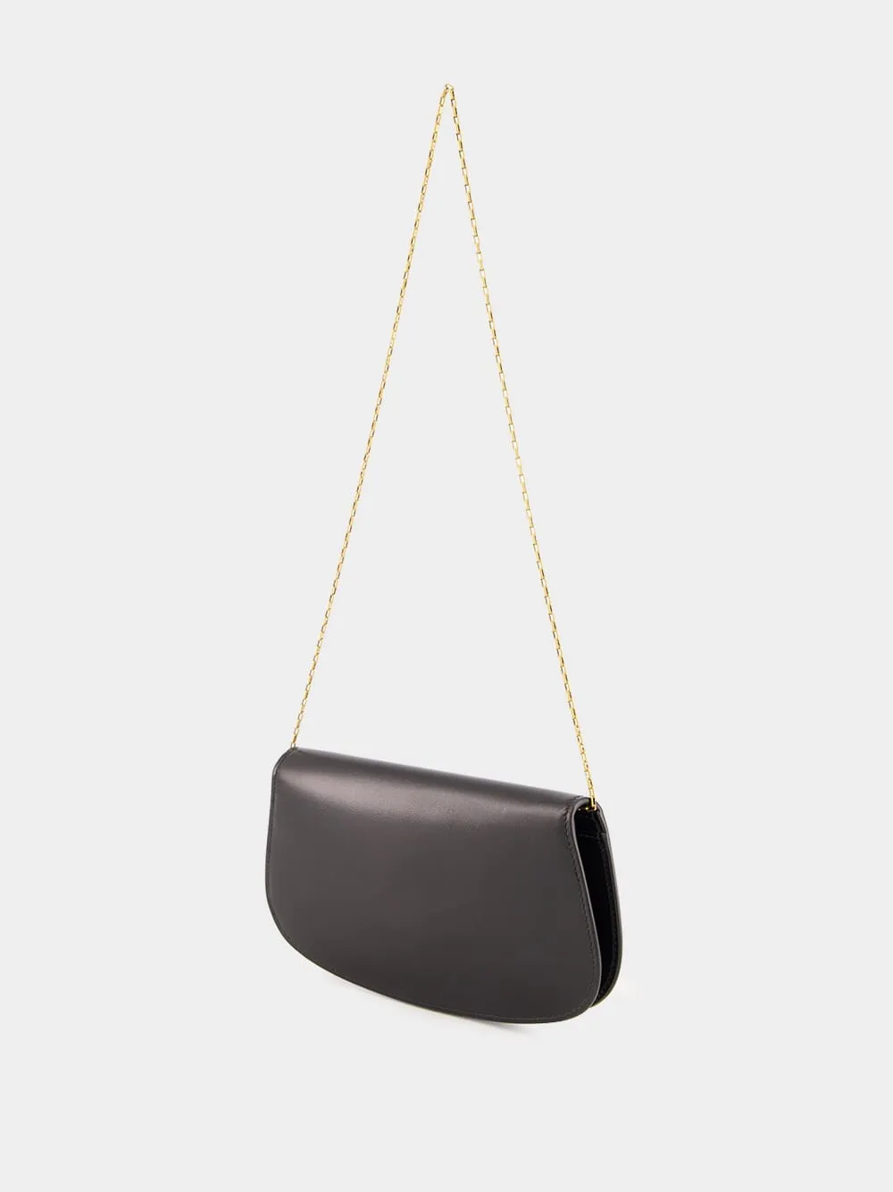 Black Chain Shoulder Bag in Soft Leather