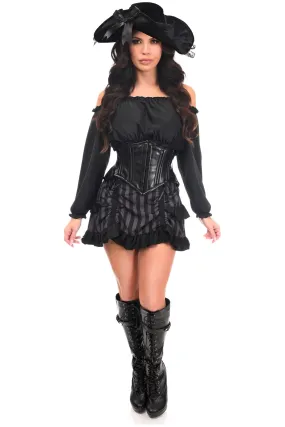 Black Grey Striped Pirate Corset Costume Set - Top Drawer 4 PC