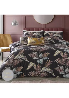 Black Luxe Fern Duvet Cover Set