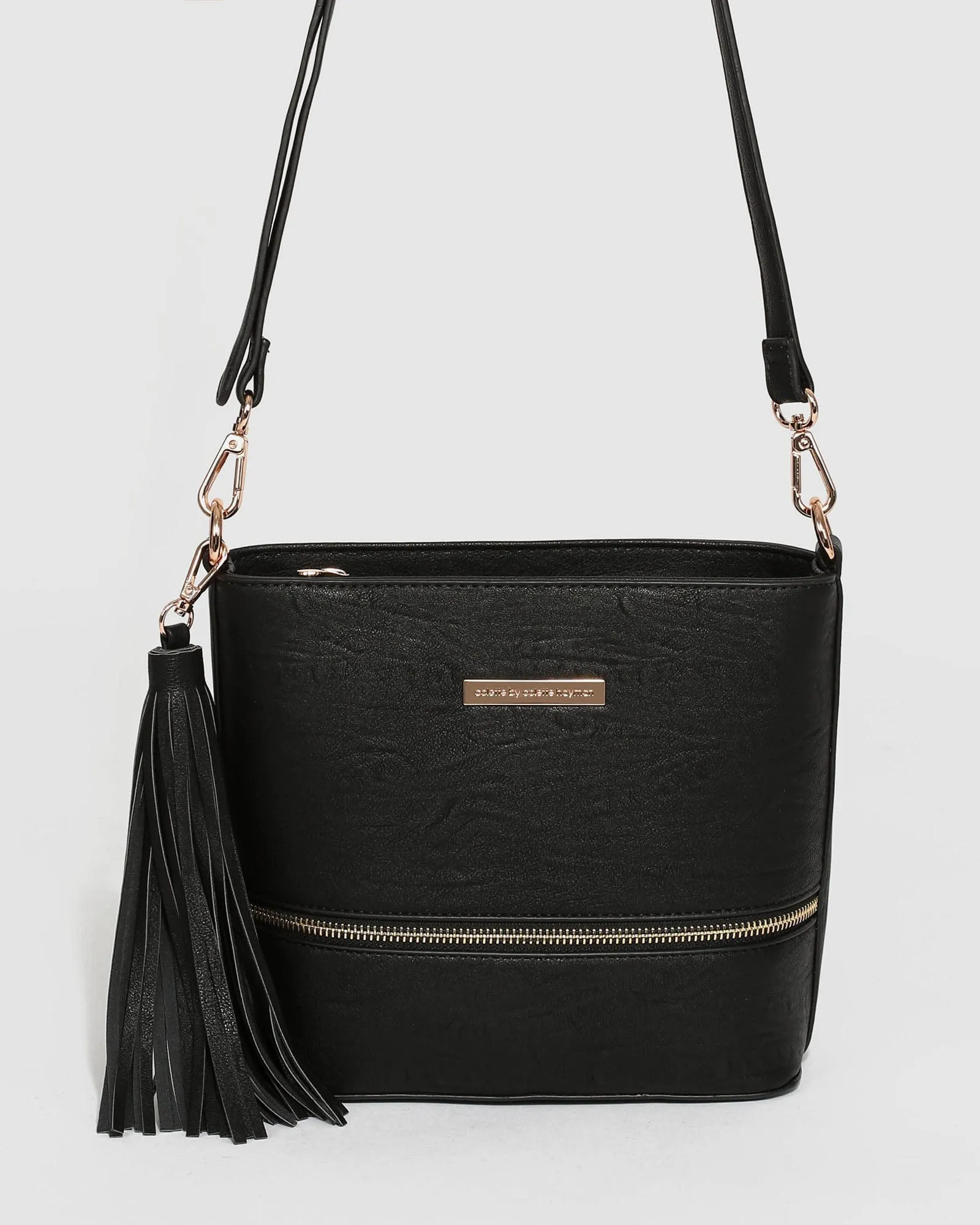 Black Pia Tassel Crossbody Bag