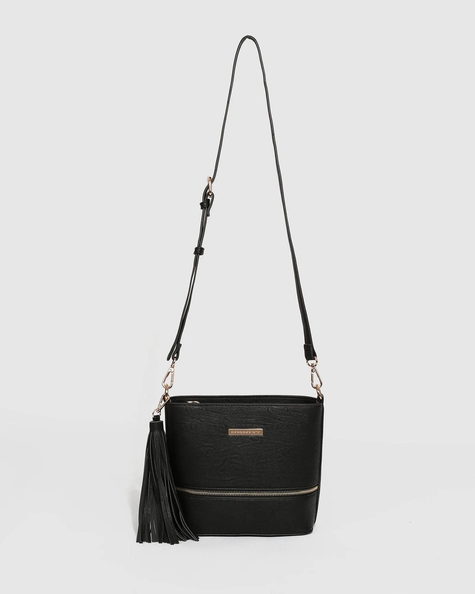 Black Pia Tassel Crossbody Bag