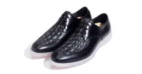 Black Skulls Embossed Gothic Lace-Up Oxfords for Men