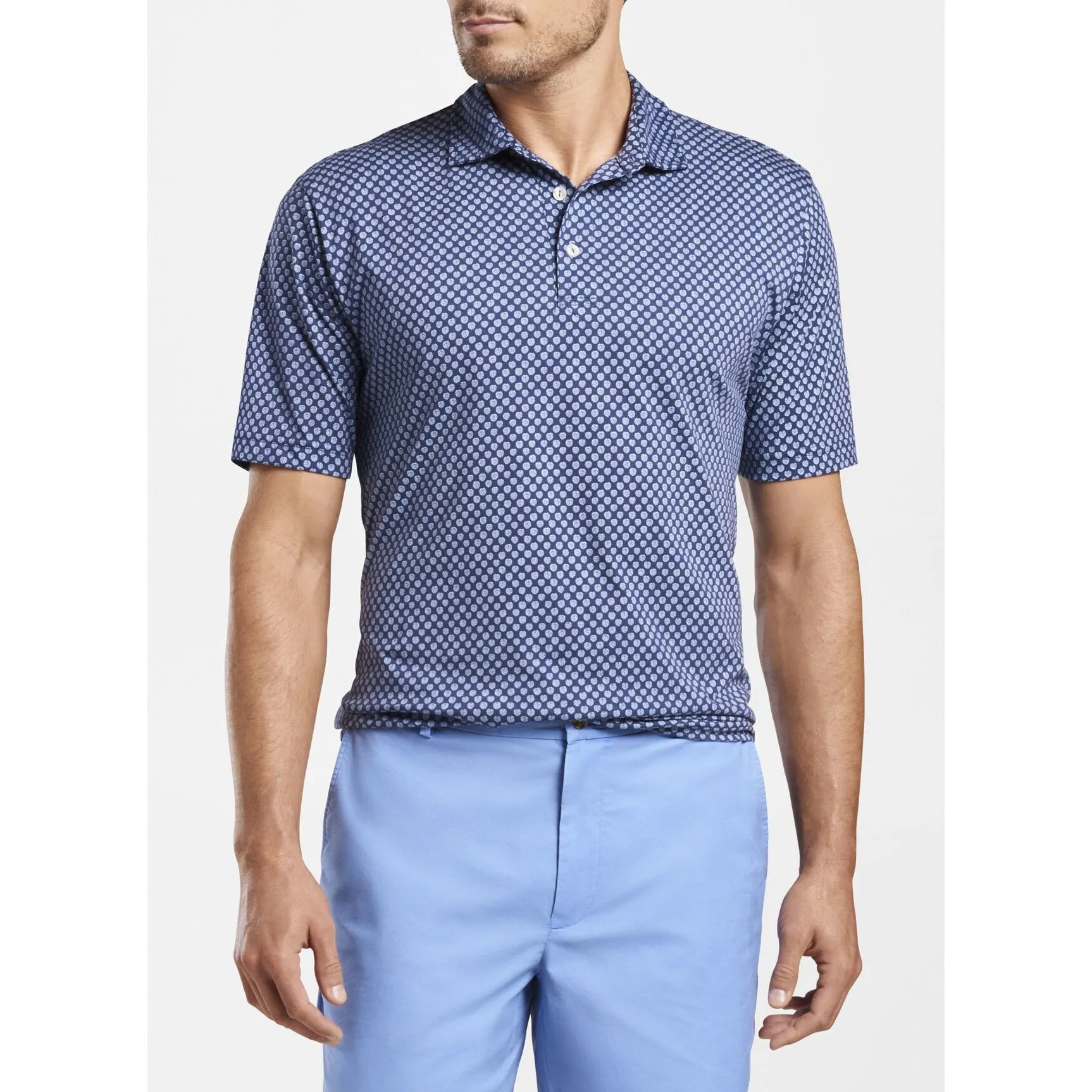 Blue Fronds Aqua Cotton Polo