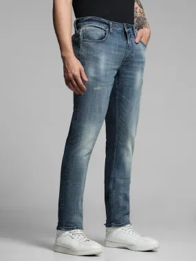 Blue Low Rise Distressed Glenn Slim Jeans