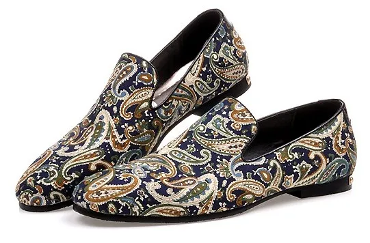 Blue Vintage Paisley Loafer Dress Oxfords for Men