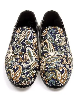 Blue Vintage Paisley Loafer Dress Oxfords for Men