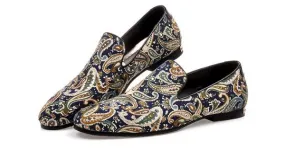 Blue Vintage Paisley Loafer Dress Oxfords for Men