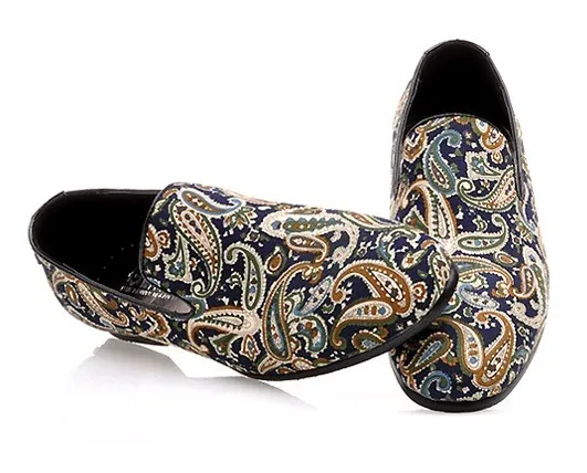 Blue Vintage Paisley Loafer Dress Oxfords for Men