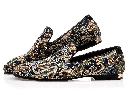 Blue Vintage Paisley Loafer Dress Oxfords for Men