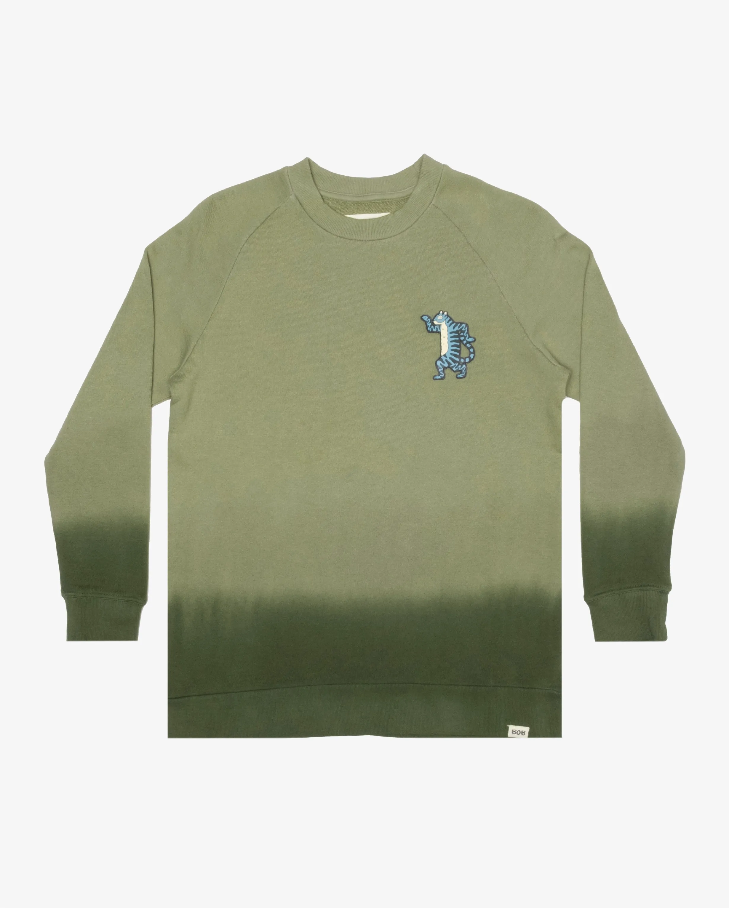 Bob Dye Raglan Crew Green Die Dancing Tiger