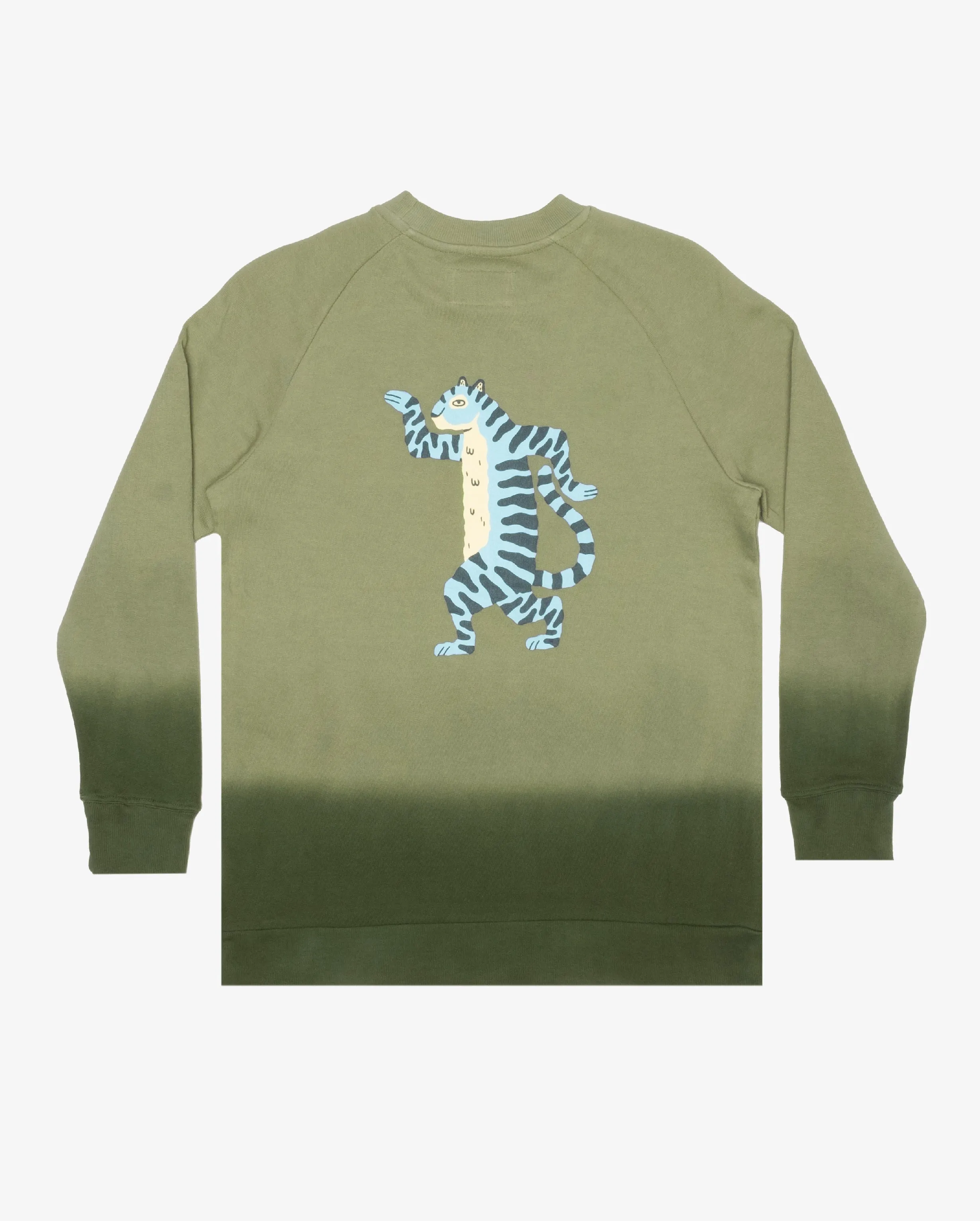 Bob Dye Raglan Crew Green Die Dancing Tiger