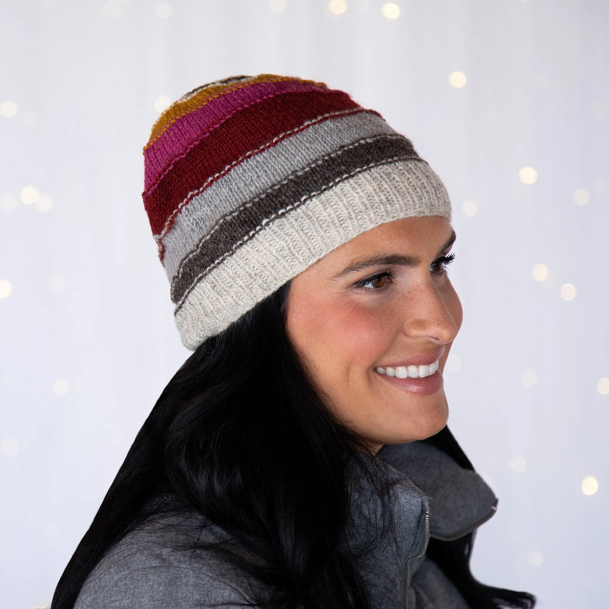 Bold Stripes Hand Knit Hat