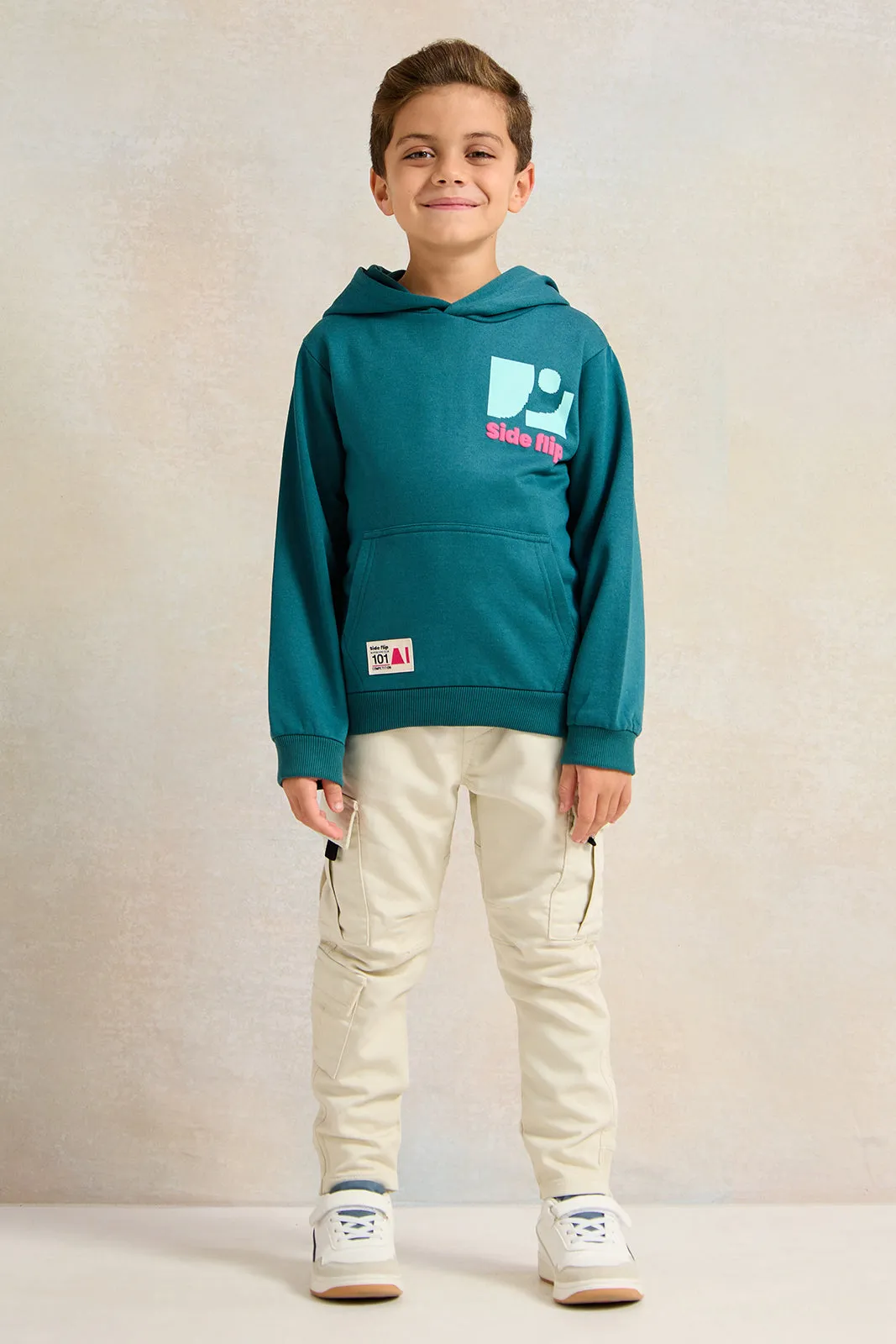 Boys Green Hooded Sweatshirt