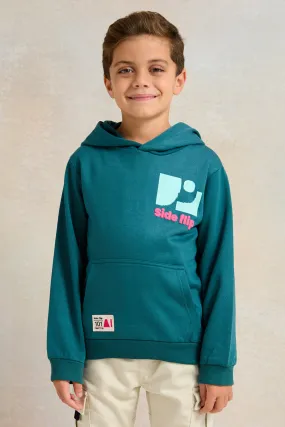 Boys Green Hooded Sweatshirt