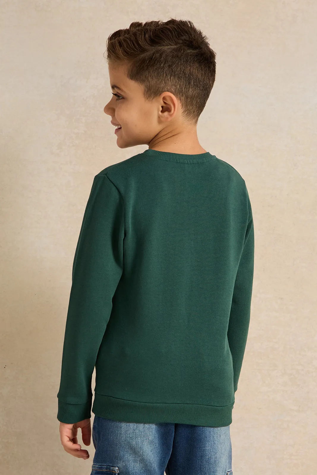 Boys Green Printed Sweatshirt