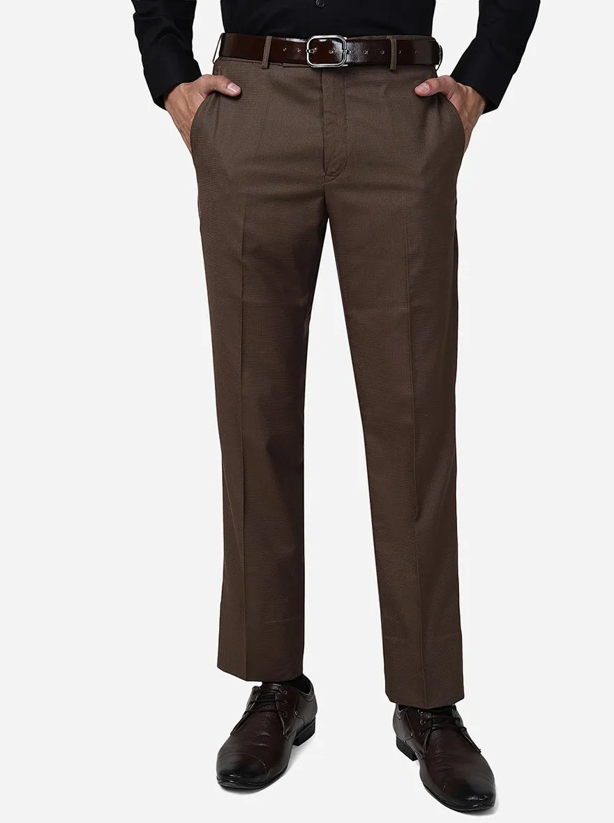 Brown Slim Fit Formal Pants | Greenfibre