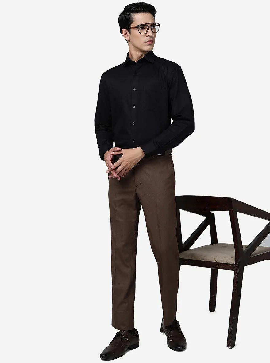 Brown Slim Fit Formal Pants | Greenfibre