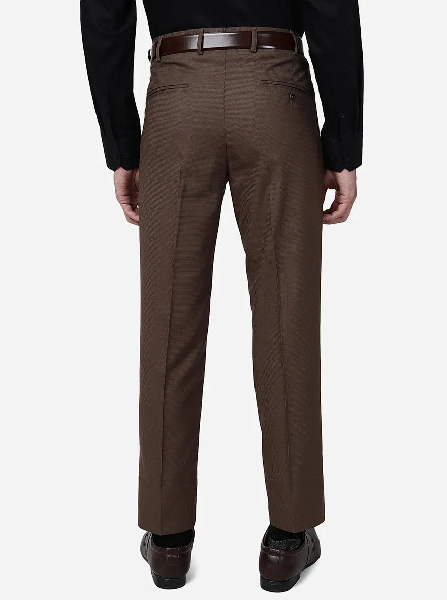 Brown Slim Fit Formal Pants | Greenfibre