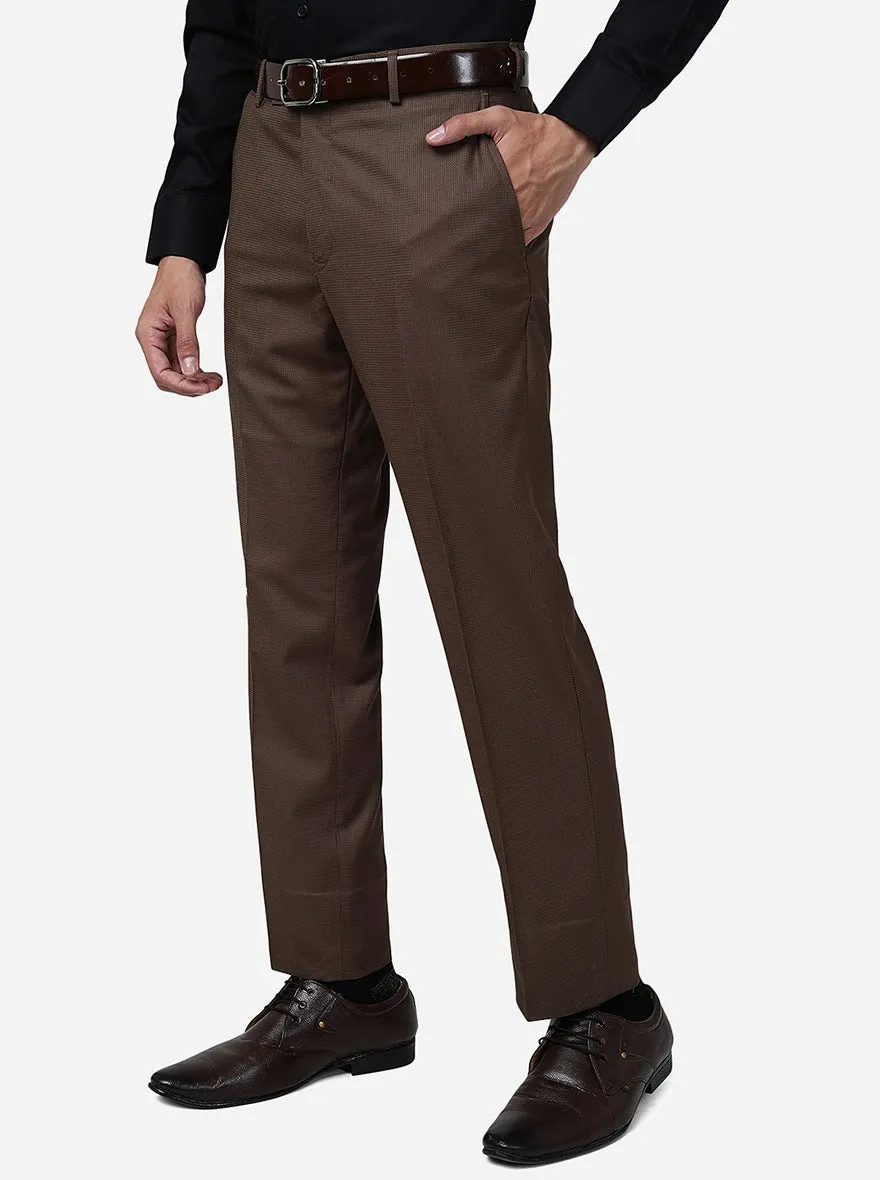 Brown Slim Fit Formal Pants | Greenfibre