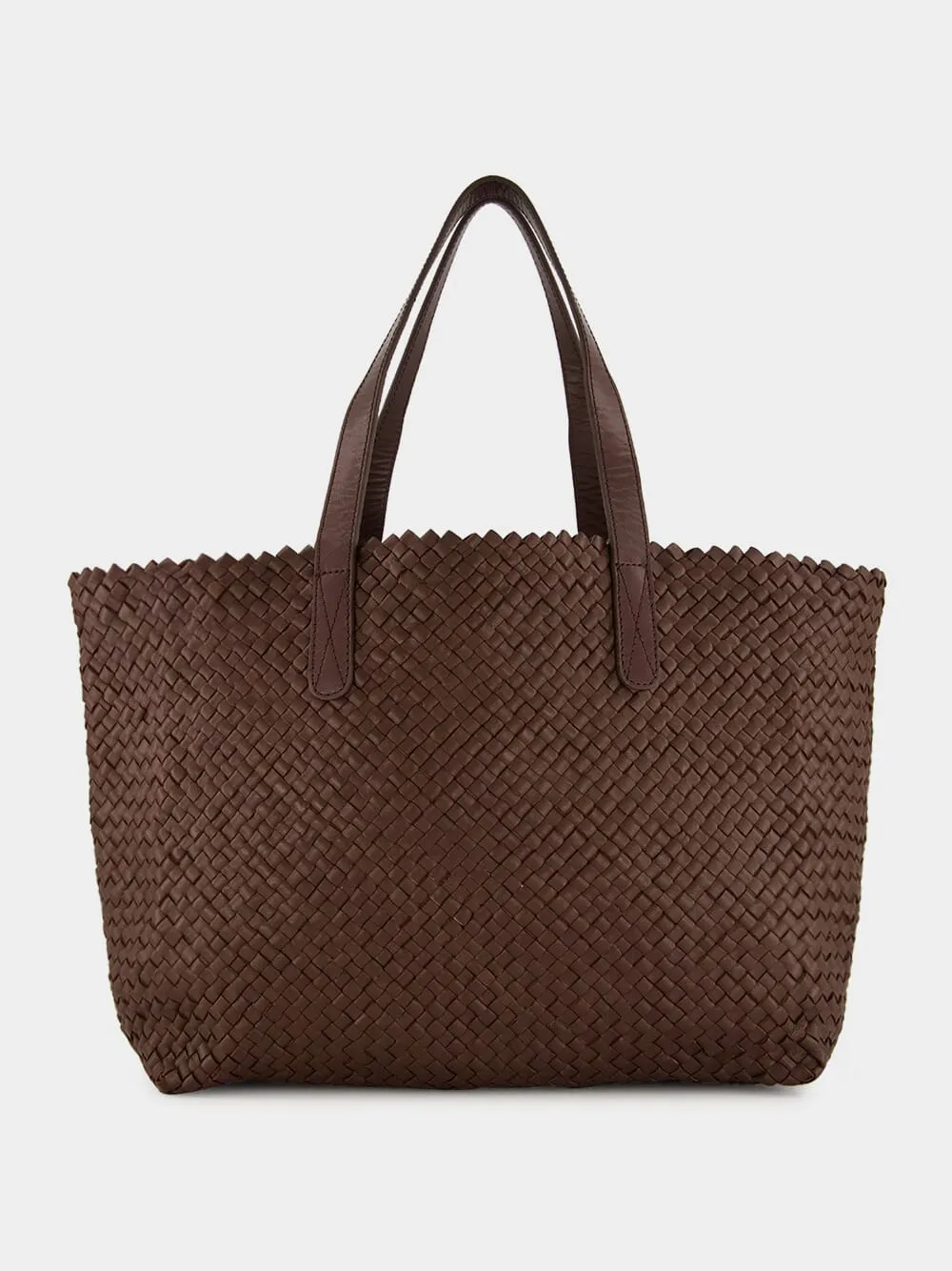 Brown Woven Leather Shoulder Bag