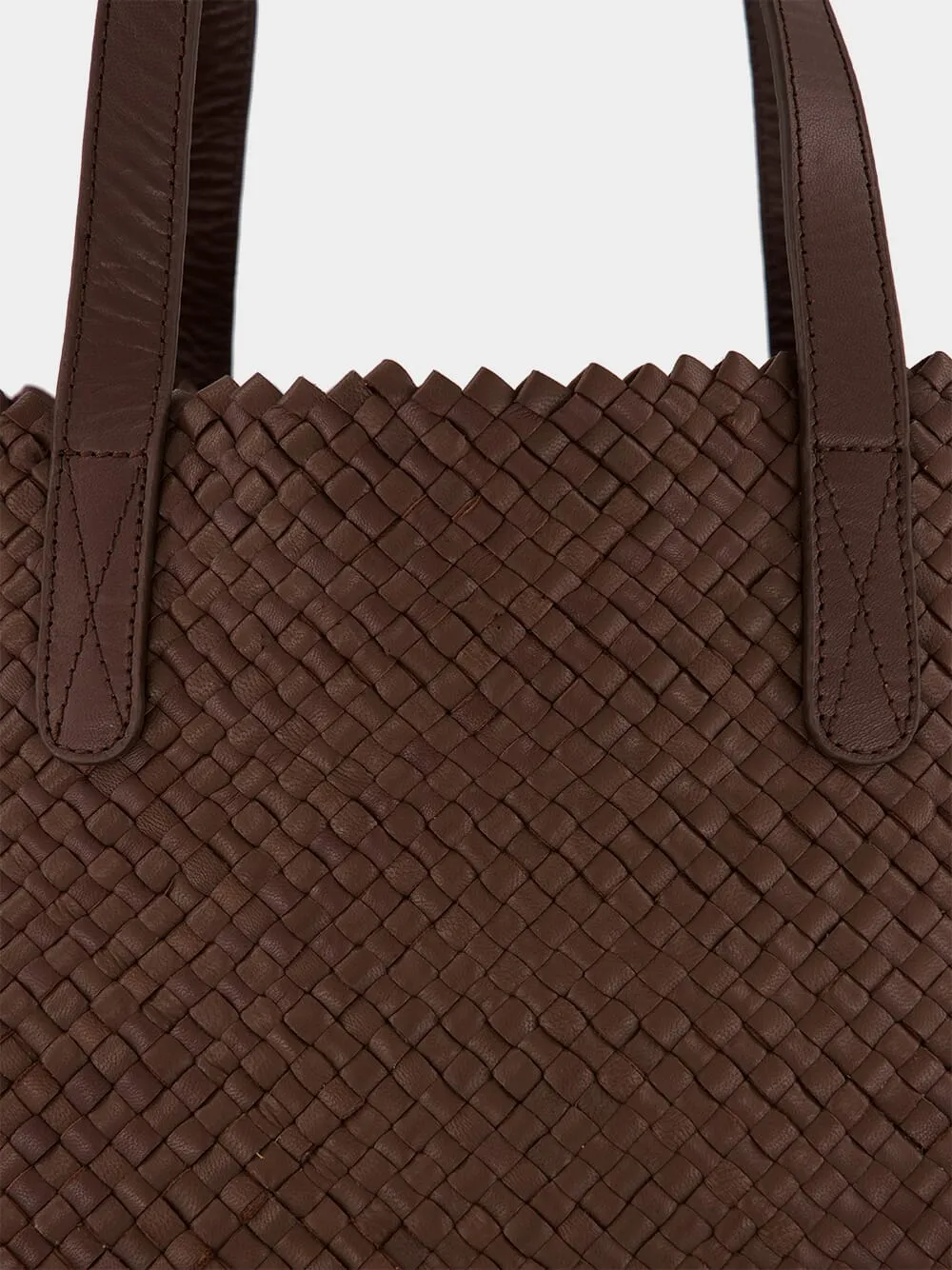 Brown Woven Leather Shoulder Bag