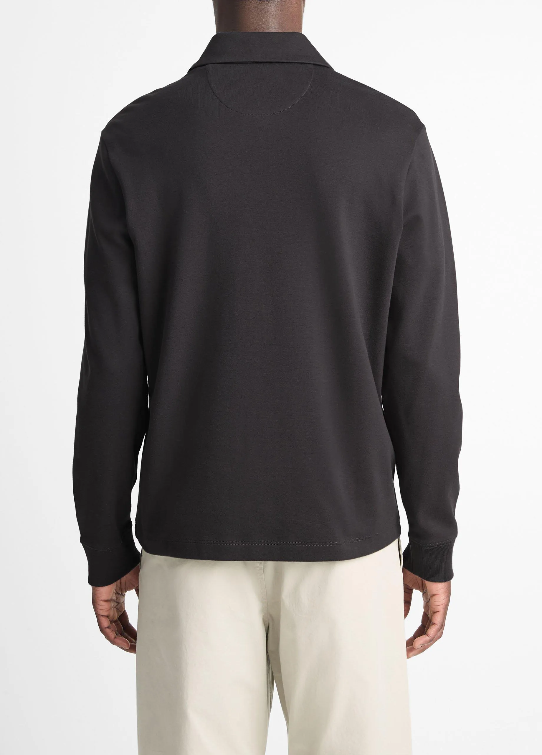 Brushed Pima Cotton Long-Sleeve Polo Shirt