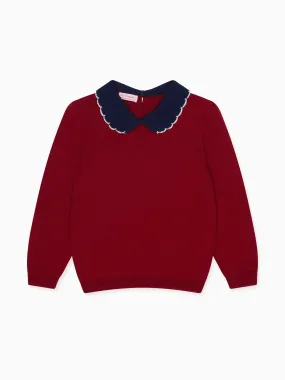 Burgundy Diana Merino Girl Jumper