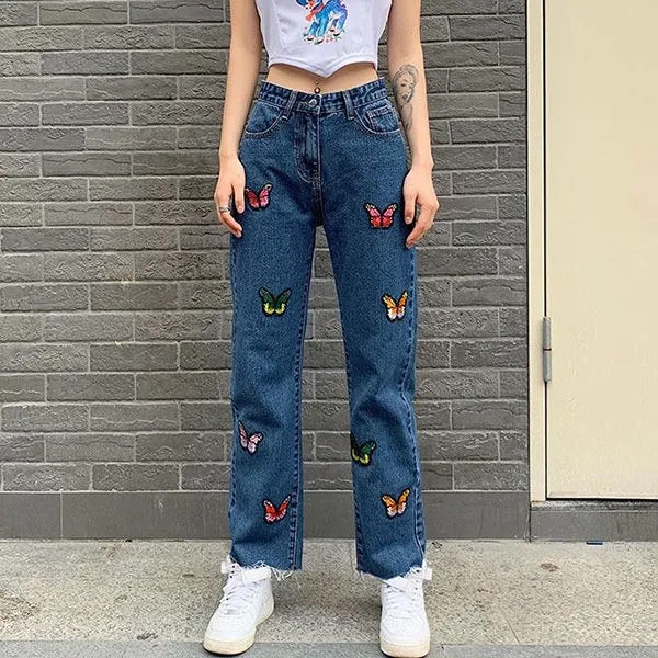 Butterfly Embroidery Jeans