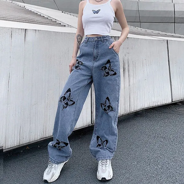 Butterfly Print Jeans