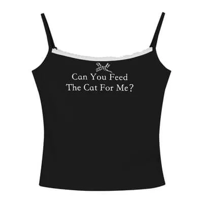 Can you feed me the cat for me Sweet Spicy Girl White Letter Print Top BY9201