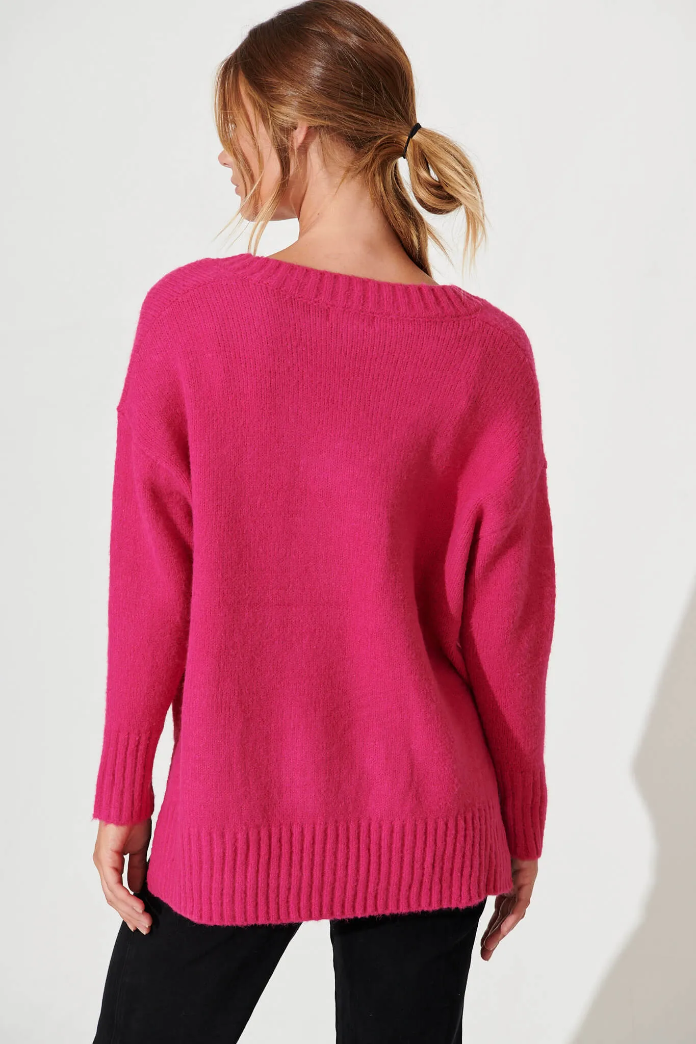 Carmella Knit In Fuchsia Wool Blend